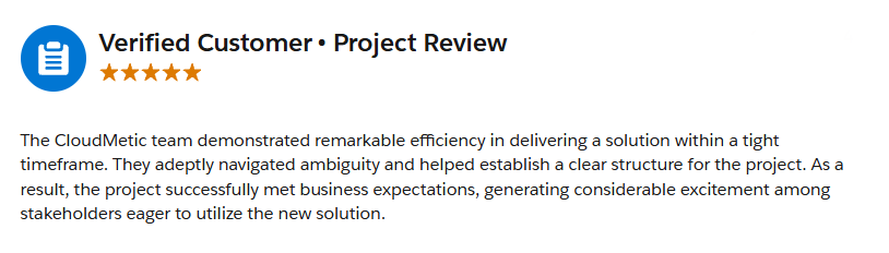 Customer testimonial