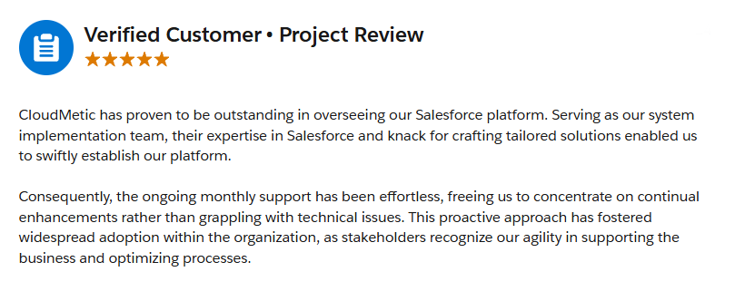 Customer testimonial