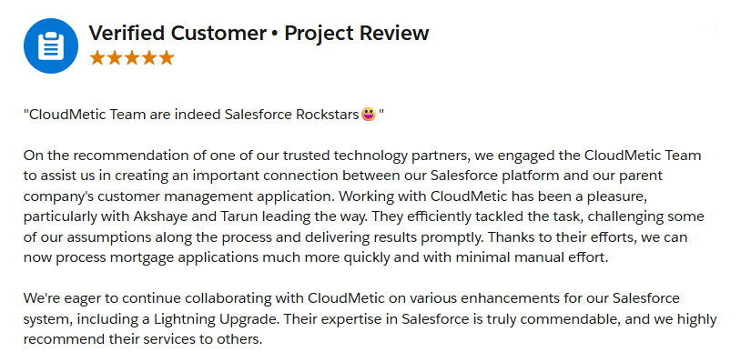 Customer testimonial
